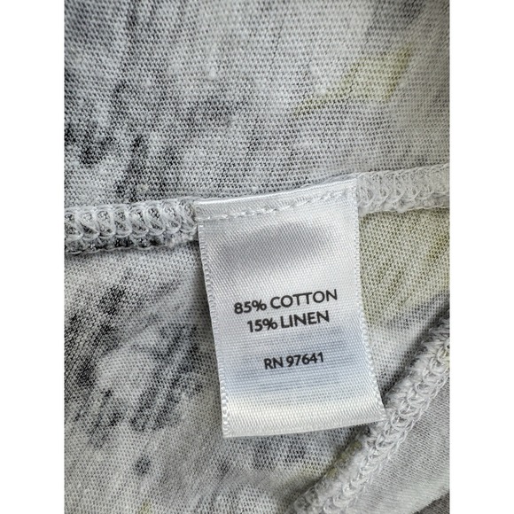 J. Jill Love Linen Pullover Top Women's L Black White Floral Print 3/4 Sleeve - Picture 11 of 13